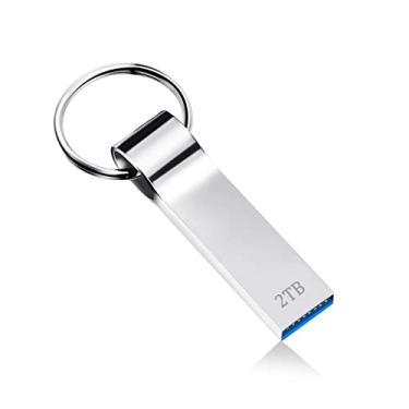 Imagem de greykey Pen Drive USB 2TB de alta velocidade USB 3.0 Flash Drive Metal USB 2000 GB Impermeável Pen Drive Portátil Memory Stick, Armazenamento de Dados Externos para PC/Laptop, com chaveiro (2000 gb)