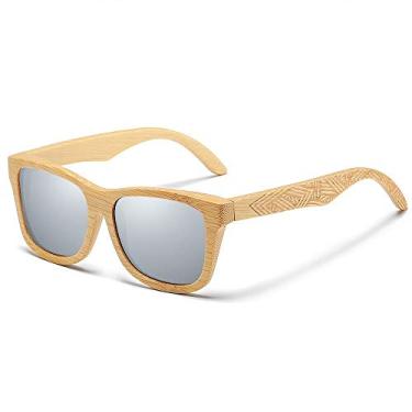 Imagem de Oculos de Sol Masculino Estilo Madeira Bamboo EZREAL com Proteção uv400 Polarizados 3832 (C1)