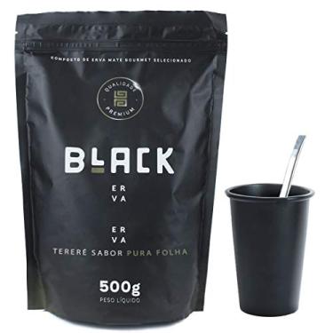 Imagem de COPO DE TERERÉ PRETO+BOMBA DE TERERÉ LISA +BLACK ERVA 500G (Pura Folha)