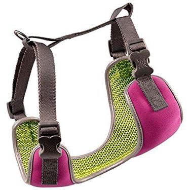 Imagem de Arnês esportivo de malha com laço e flecha com acabamento reflexivo - Rosa - Grande