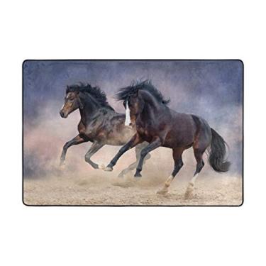 Imagem de Top Carpenter Tapete de área, cavalo, correndo na areia, capacho para piso de madeira, entrada, sala de estar, quarto, 91,4 x 61 cm