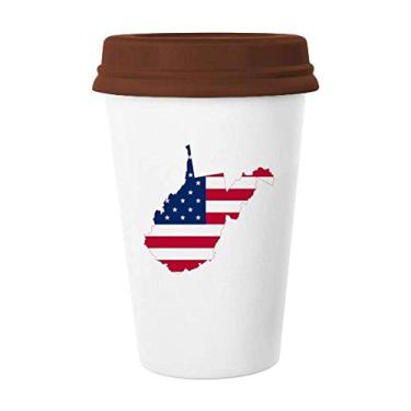 Imagem de Virginia USA Mapa Ocidental Estrelas Listras Bandeira Caneca em Forma de Caneca de Café Copo Cerâmica Copo