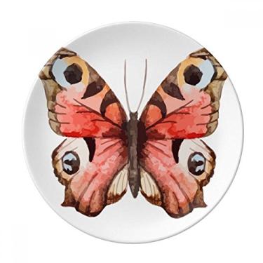 Imagem de Borboleta rosa em placa de pintura a óleo decorativa de porcelana Salver Prato de jantar