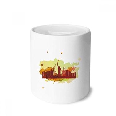 Imagem de DIYthinker USA America New York City Liberty caixa de dinheiro em aquarela caixa de cerâmica porta-moedas presente de cofrinho