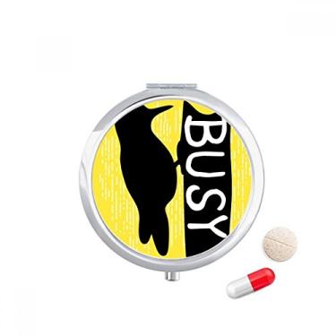 Imagem de Caixa de pílula natural preta Woodpecker Animal Outline Pocket Medicine Storage Box Dispenser Recipiente