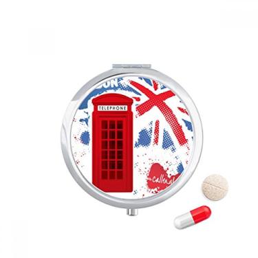 Imagem de Caixa de comprimidos para cabine de telefone vermelha da Grã-Bretanha, Reino Unido, com bandeira de Londres