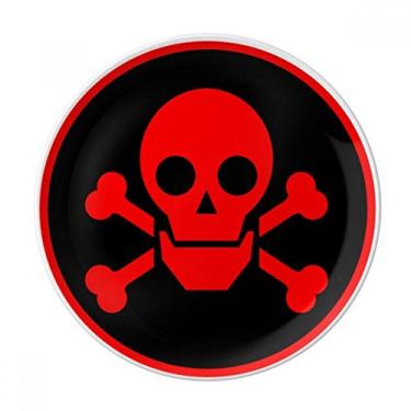 Imagem de Red Danger Chemical Skull Symbol Plate Decorative Porcelain Salver Tableware Dinner Dish