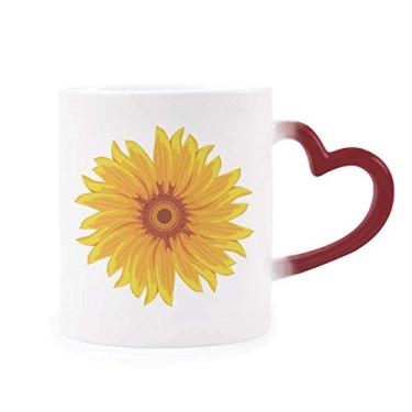 Imagem de Caneca de flor de girassol amarela sensível ao calor vermelha muda de cor