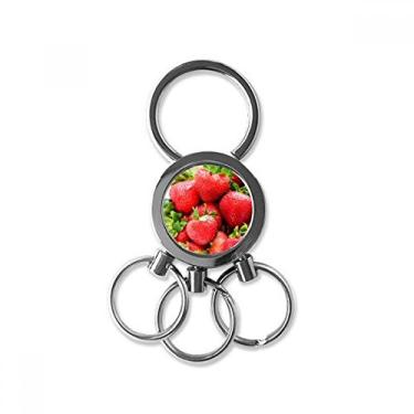 Imagem de DIYthinker Chaveiro de metal de aço inoxidável com imagem de frutas vermelhas e morango, chaveiro com clipe para presente