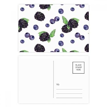 Imagem de Cartão postal com estampa de ilustração em aquarela e frutas de blueberry