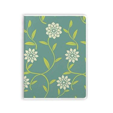 Imagem de Caderno de flores brancas verdes com estampa decorativa, capa de chiclete, diário de capa macia
