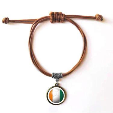 Imagem de DIYthinker Pulseira de couro com bandeira nacional Coate D'Ivoire pulseira marrom joia presente
