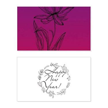 Imagem de Black Line Lotus Flower Plant Flower Year Festival Greeting Card Bless Message Gift