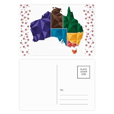 Imagem de Mapa do território da Austrália colorido Natal Flor Celebração Cartão postal Blessing Mailing Card