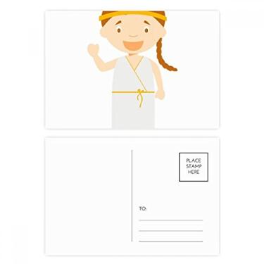 Imagem de Vestido longo branco Grécia desenho animado cartão postal aniversário correspondência cartão de agradecimento