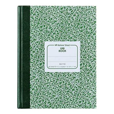 Imagem de National Caderno de laboratório, 12,7 x 12,7 cm, capa de mármore verde, 25,7 x 20 cm, 96 folhas (53110)
