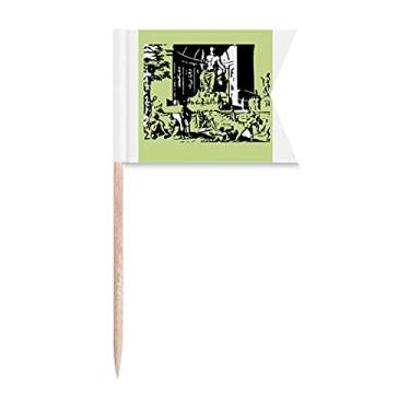 Imagem de Estátua Olympia God Art Deco Presente Fashion Palito de Dente Marcação de Etiquetagem para Bolo de Festa Comida Cheeseplate