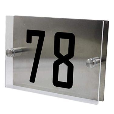Imagem de Números de casa Sinais de texto Sinais de exterior Personalizado Moderno Endereço de casa Número Sinal de porta Placa de rua Acrílico Vidro transparente