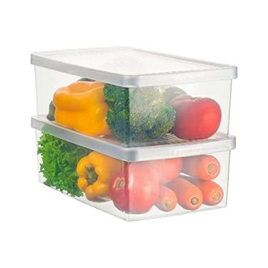 Imagem de Kit 2 Caixa Organizadora Média para Frutas Verduras Com Tampa Transparente