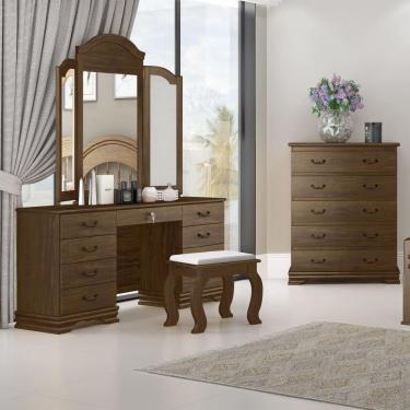 Imagem de Penteadeira Em Madeira Maciça Com Espelho 9 Gavetas Eliane Castanho - Straub Web