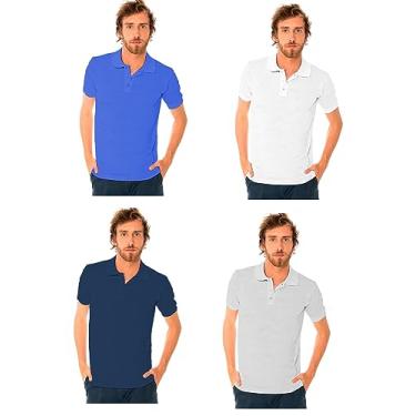 Imagem de Camisa Polo Manga Curta Fatto a Mano Importada Lisa Kit 04 peças Tendência