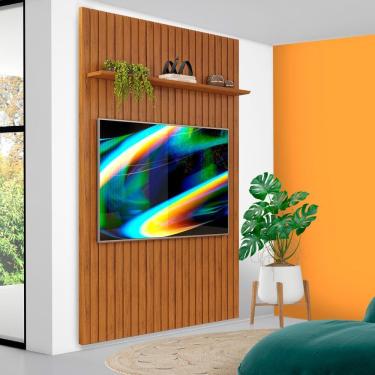 Imagem de Painel 1 Prateleira Ripado Para Tv Até 60 Polegadas Freijó Einar Shop Jm