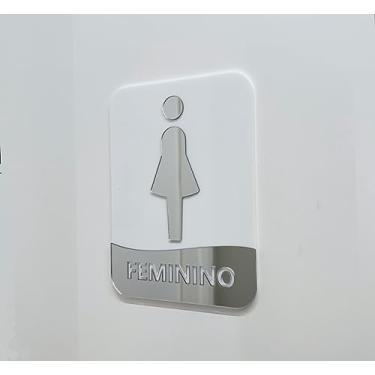 Imagem de Placa de identificação para banheiros Feminino - Acrílico (Branco e espelhado)