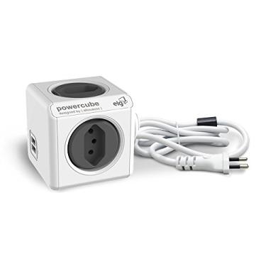 Imagem de ELG, PWC-X4U/3M, PowerCube com Extensor USB, Filtro de Linha, Multiplicador 4 Tomadas Bivolt com 2 Portas USB 2.4A, Disjuntor Integrado de 10A, Cabo 3m, Cinza