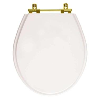Imagem de Assento Sanitário Poliester Ravena Branco Ferragem Dourada para Vaso Deca