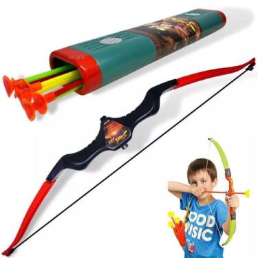 Imagem de Arco Flecha Infantil Com Bolsa Aljava Lançador De Dardos Barato - Arco