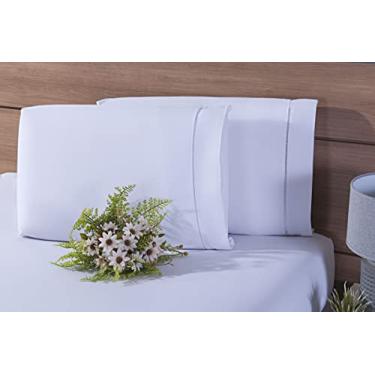 Imagem de 12 Fronhas Avulsas 70x50cm Percal 100% Algodão 300 Fios Ponto Palito Branco
