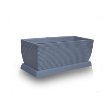 Imagem de Vaso Jardineira + Prato Polietileno 60X25 Cinza Escuro