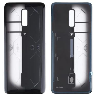 Imagem de YUNCHAO Acessórios telefônicos Tampa traseira de vidro da bateria para Zte Nubia Red Magic 6s (preto transparente) Substituição do telefone celular