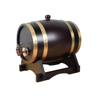 Imagem de Gralara Barril de carvalho envernizado com suporte, acessórios para envelhecimento de barril de madeira com dispensadora de cerveja artesanal, 1.5L