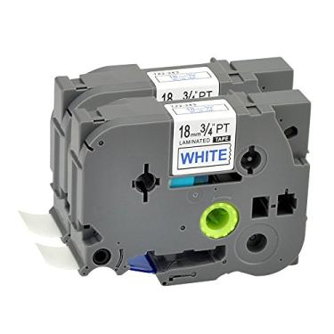 Imagem de Fita de etiqueta P Touch compatível com 2 pacotes TZ243 TZe 243 TZ cartucho padrão Label Orison refis autoadesivo cassete azul sobre branco, 18 mm x 8 m
