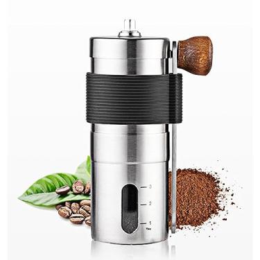 Imagem de Moedor de café manual com rebarba cônica de cerâmica, moedor de café de manivela de aço inoxidável para gotejamento de café, expresso, prensa francesa, cerveja turca, mini portátil para viagem,