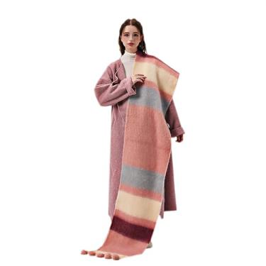 Imagem de HMTRADE Xale longo da moda feminina, cachecol grande e quente, cobertor xadrez longo colorido, lenços macios para mulheres e meninas, Rosa B, Medium