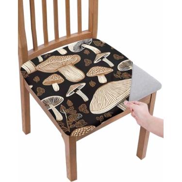 Imagem de Conjunto de 1 capa de assento de cadeira, capa de cadeira preta cogumelo para cadeiras de jantar, capas de cadeira para sala de jantar, capas de cadeira