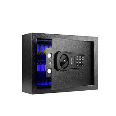 Imagem de SongYung Cofre de parede de armário de 60 chaves com sensor de luz e fonte de alimentação externa de emergência, cofre para chave eletrônica, seguro para montagem na parede com 60 etiquetas de chave para hotéis, escritórios, empresas, concessionárias de carros