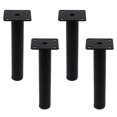 Imagem de Geesatis Furniture Legs Accessories Black Sofa Support Foot Coffee Table Cabinet Metal Legs Heavy Duty Bed Hinge Heighten Foot, com parafusos de montagem, Height: 6 inch / 150 mm, Black