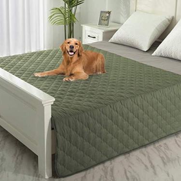 Imagem de SPXTEX Capa de cama de cachorro lavável, cobertores de cachorro para cachorro, cachorro grande, gato, trocador reversível, reutilizável, 1 peça (172 x 208 cm, verde amy)