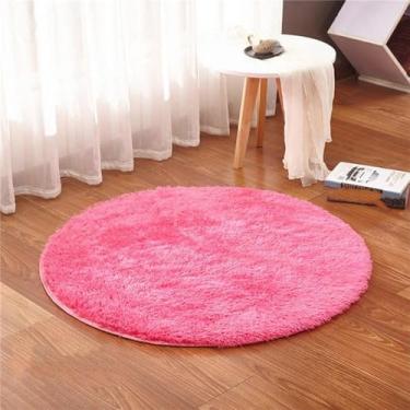 Imagem de Tapete redondo fofo para sala de estar, pele falsa, quarto infantil, pelúcia, cadeira de computador, estofamento, área, vermelho rosa, diâmetro 1.8m