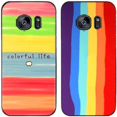 Imagem de 2 peças colorido vida arco-íris impresso TPU gel silicone capa de telefone traseira para Samsung Galaxy todas as séries (Galaxy S7)