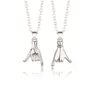 Imagem de INENIMARTJ Colares combinando para casais, colares de compromisso mindinho, colar com pingente de coração para casais, colares combinando para ele e ela, colar para melhores amigos, Zinco, Zircônia cúbica