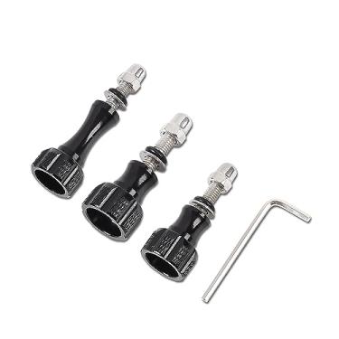 Imagem de KUDASN 3 parafusos de parafuso de polegar de liga de alumínio, suporte de tripé/monopé para GoPro Hero 12, 11, 10, 9, 8, 7, 6, 5, 4, 3+, 3, 2, 1 HD, DJI, AKASO Campark e outras câmeras de ação (preto)