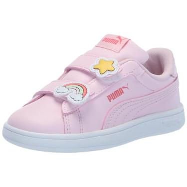 Imagem de PUMA Tênis infantil unissex Smash 3.0 de couro com gancho e laço, Whisp of Pink - whisp of Pink - maracujá, 3 Little Kid