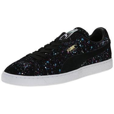 Imagem de Puma Tênis masculino Suede Classic Splatter-M, preto/Team Gold, 43, Preto, 43