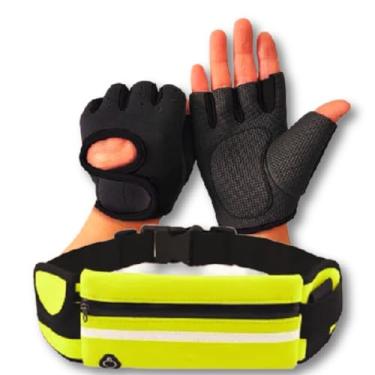 Imagem de Kit Pochete Luva Bike Ciclismo Corrida Porta Celular Objetos (Amarelo)