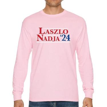 Imagem de Camiseta Laszlo Nadja 2024 manga longa engraçada eleição presidencial humor vote para presidente anti Biden No Trump, Rosa choque, 3G