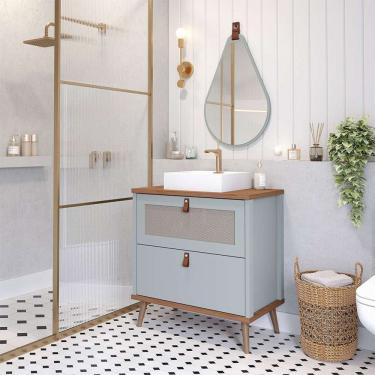 Imagem de gabinete para banheiro veneto 1 pt 1 gv pistache e freijó 61 cm